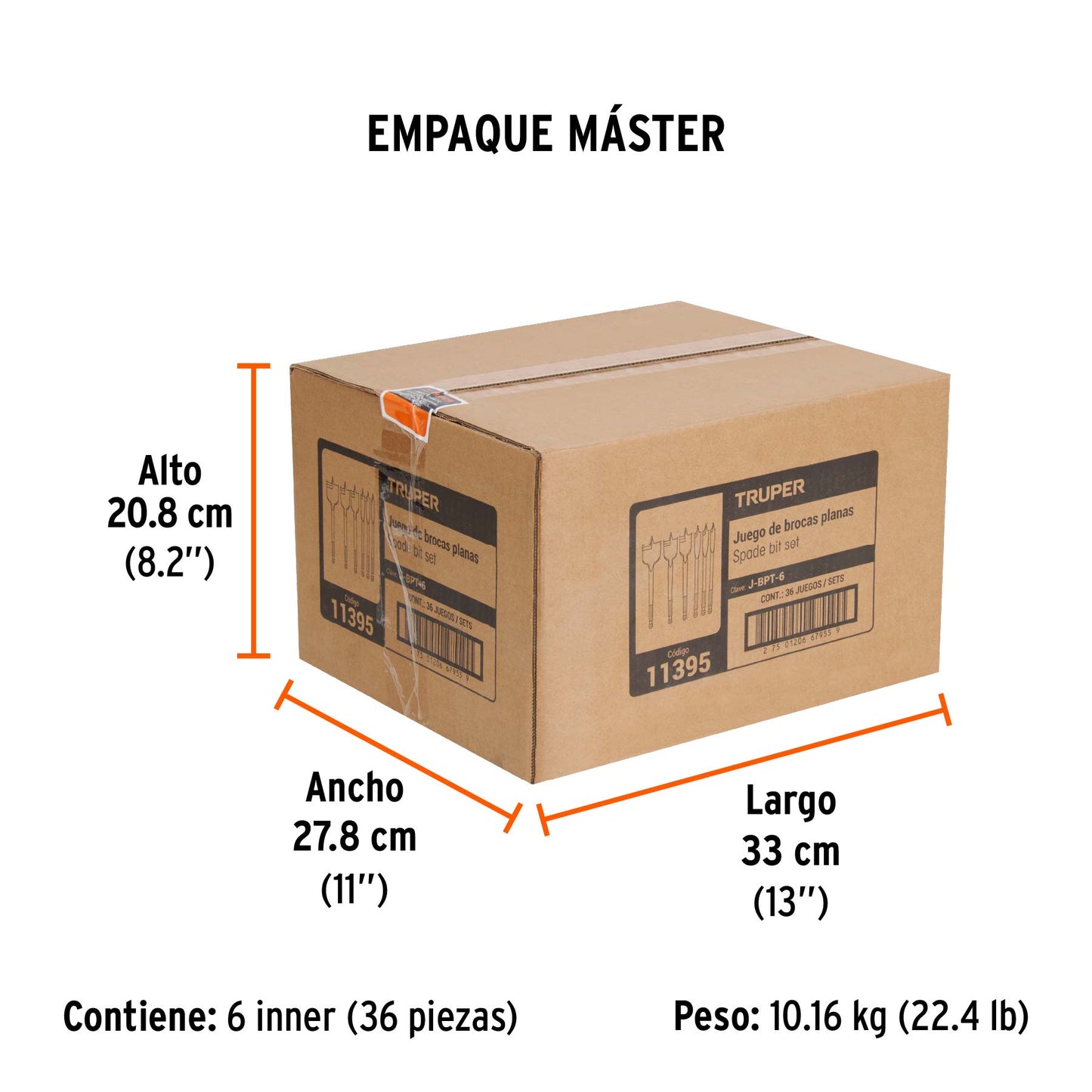 Juego de Brocas Planas de Manita, 6 Piezas, Truper