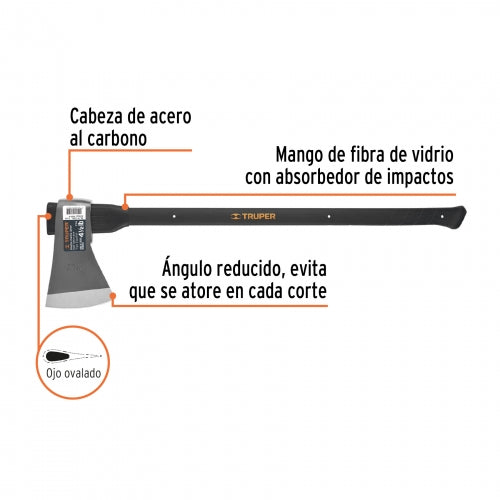 HACHA C/MANGO FIBRA 4 1/2 LIBRA ML-4.1/2M