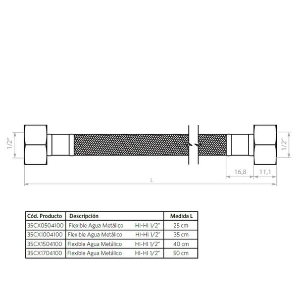 FLEXIBLE AGUA HI-HI 25 CM