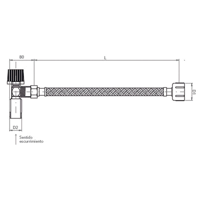 KIT LLAVE ANGULAR Y FLEXIBLE HI 1/2 X 1/2 35CM