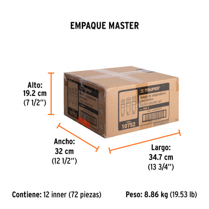 Juego de 3 Adaptadores para Dados de 1/4", 3/8" y 1/2"