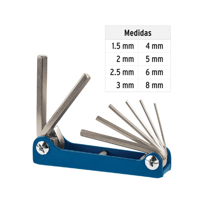 Juego de 8 Llaves Hexagonales Mm, Tipo Navaja, Truper