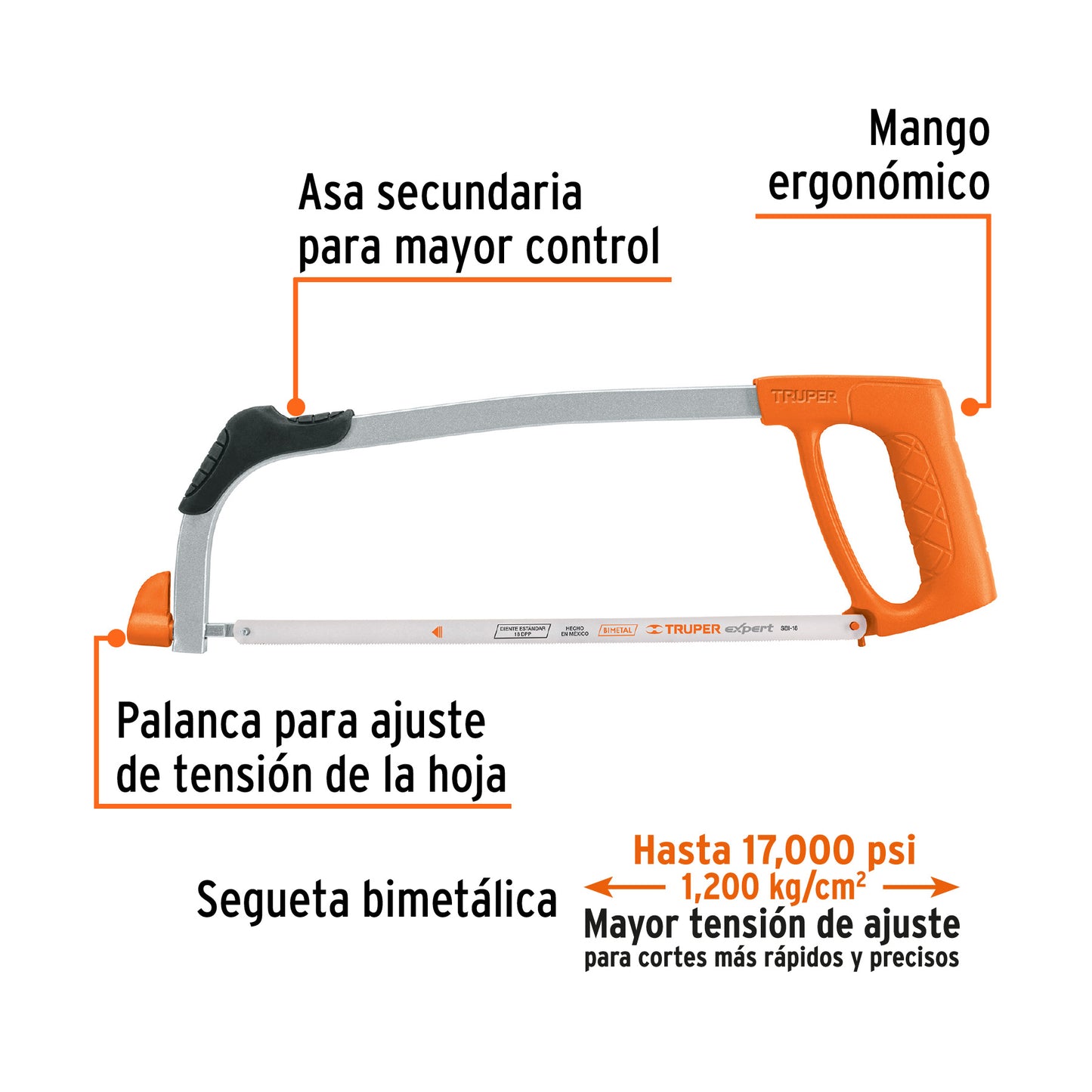 Arco 12" Profesional Tubular de Acero para Segueta, Truper