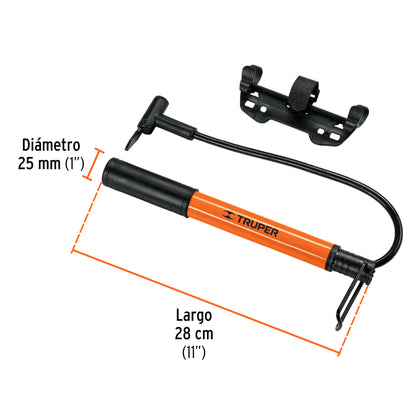 Mini Bomba Manual para Bicicleta, 60 Psi, Truper