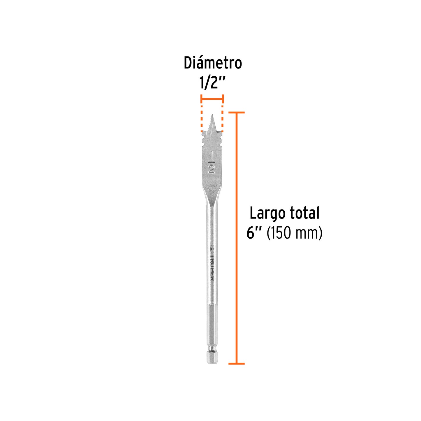 Broca Plana de Manita 1/2" para Madera, Truper