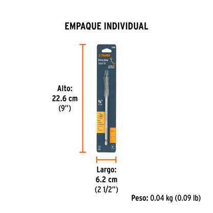 Broca Plana de Manita 3/8" para Madera, Truper