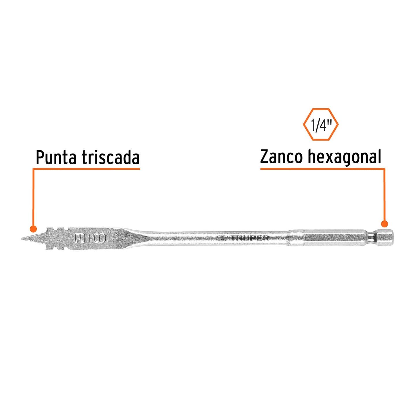 Broca Plana de Manita 3/8" para Madera, Truper