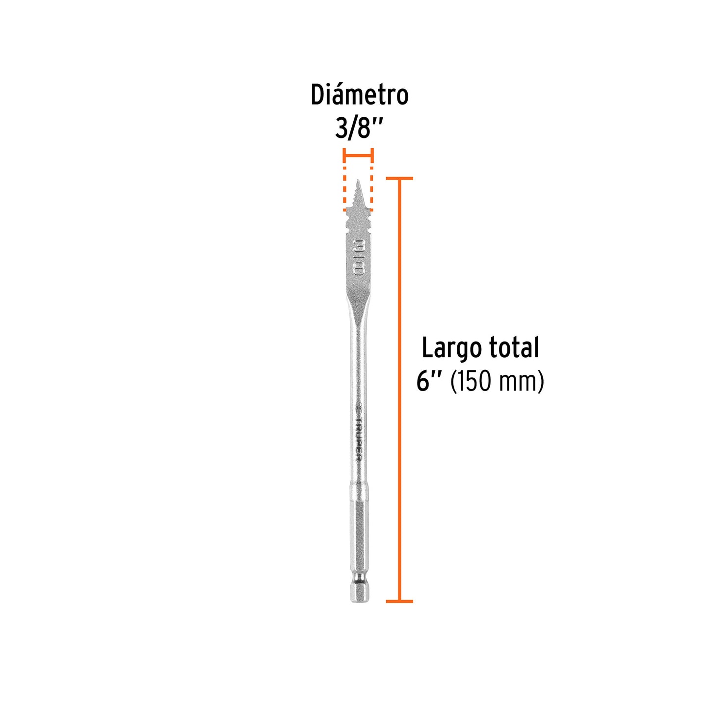 Broca Plana de Manita 3/8" para Madera, Truper