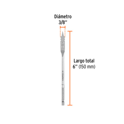 Broca Plana de Manita 3/8" para Madera, Truper