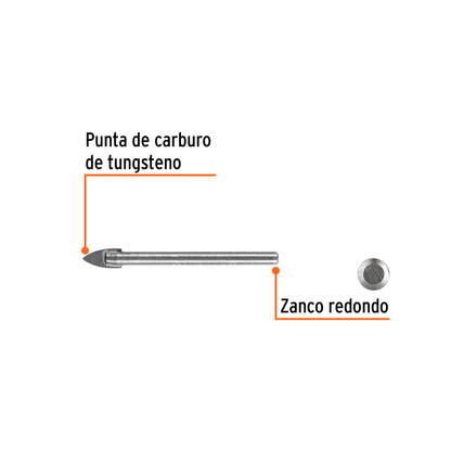 Broca para Vidrio y Azulejo de 1/4", Truper
