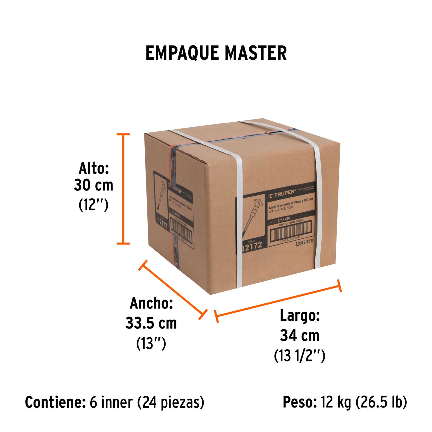 Cincel de Corte Frío 3/4 X 12" con Grip, Truper