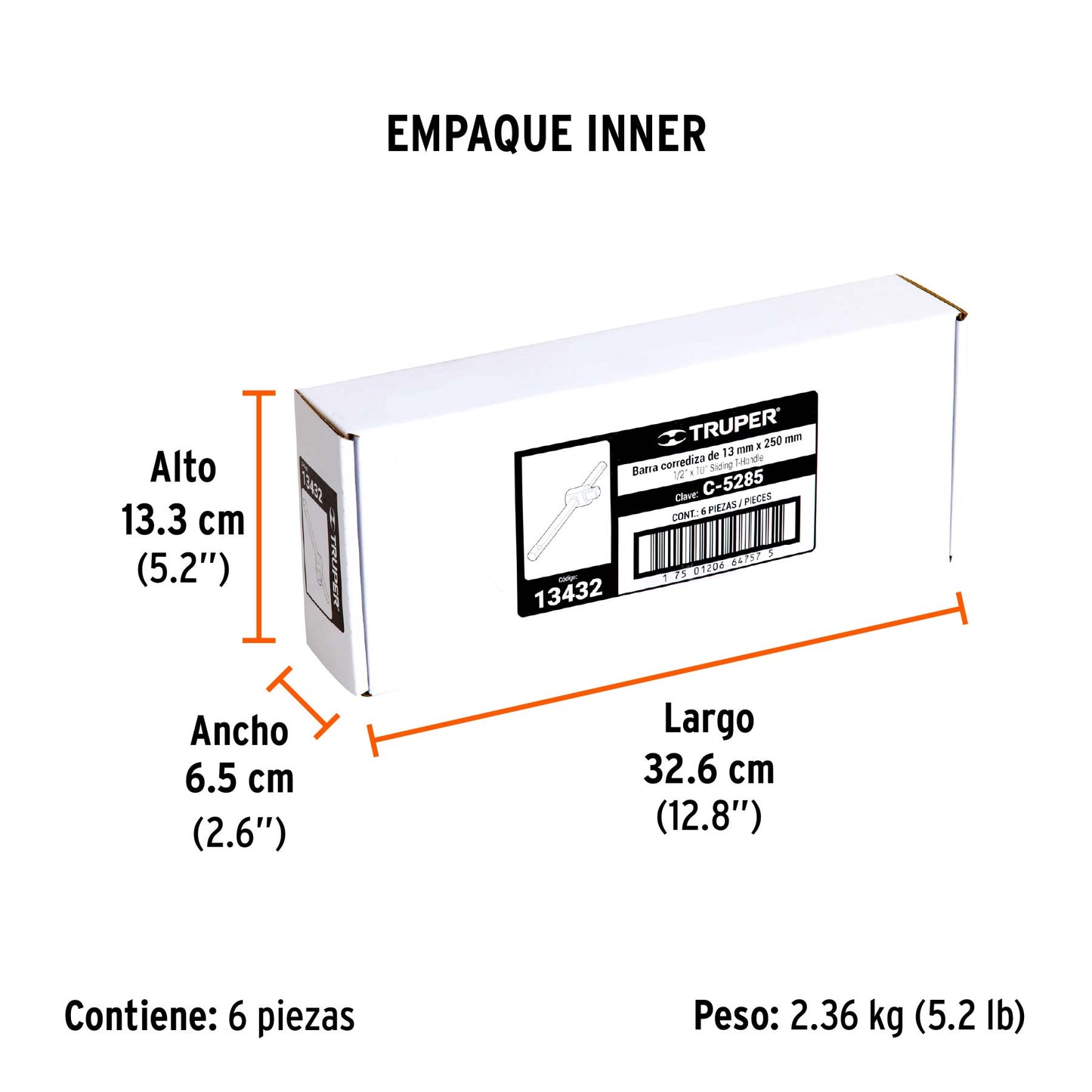 Barra Corrediza para Dados Cuadro 1/2", Truper