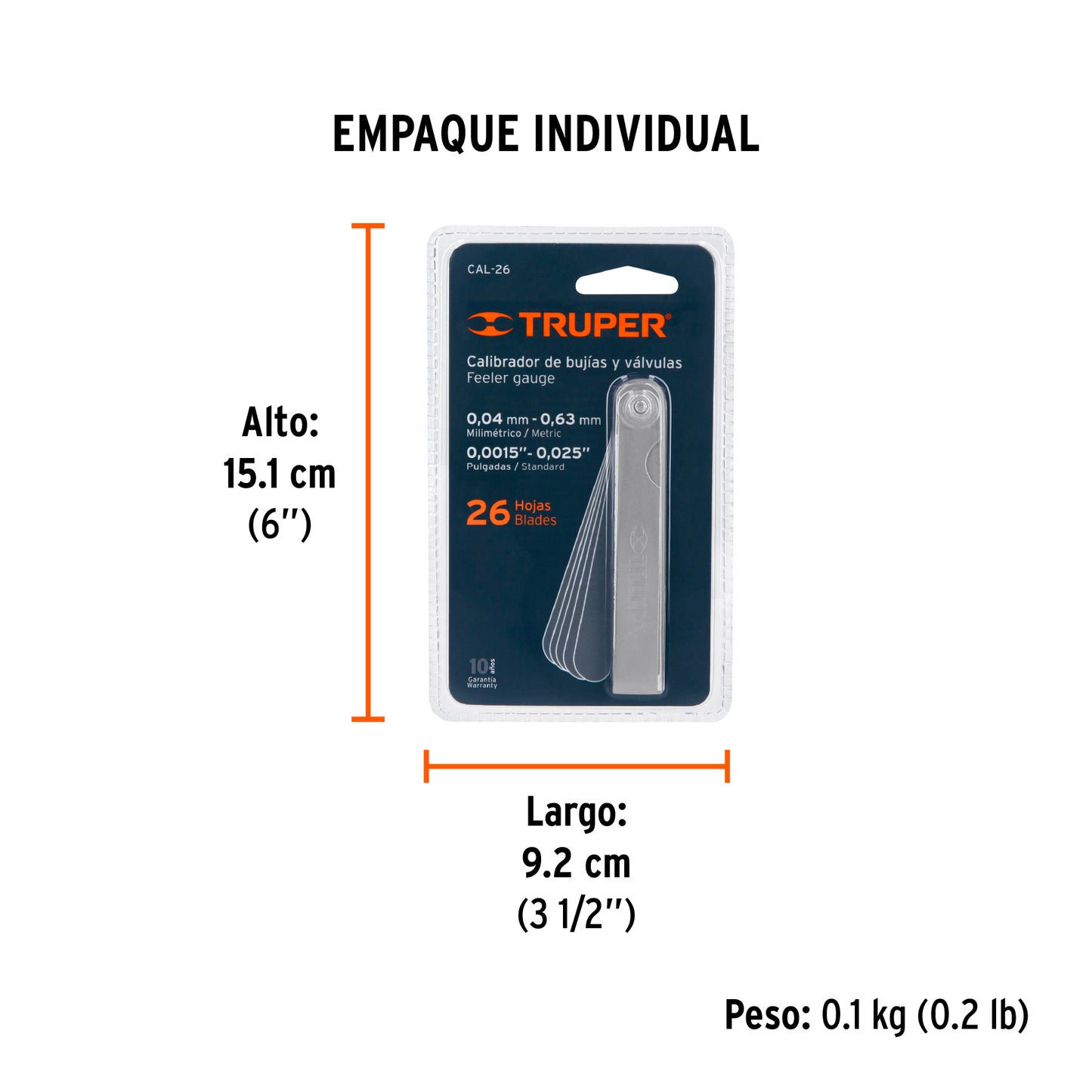 Calibrador de 26 Hojas Std / Mm, Truper