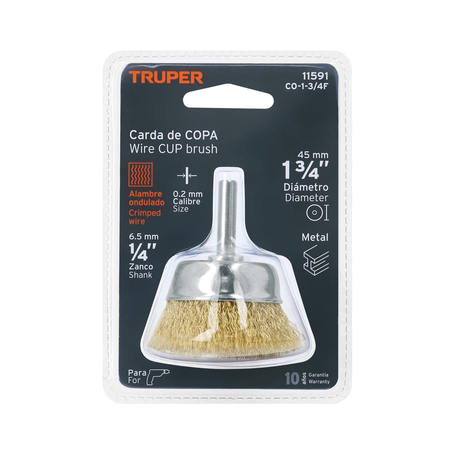 Carda de Copa 1-3/4" Alambre Fino para Taladro, Truper
