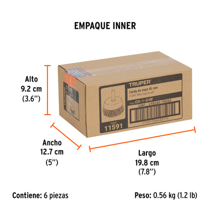 Carda de Copa 1-3/4" Alambre Fino para Taladro, Truper