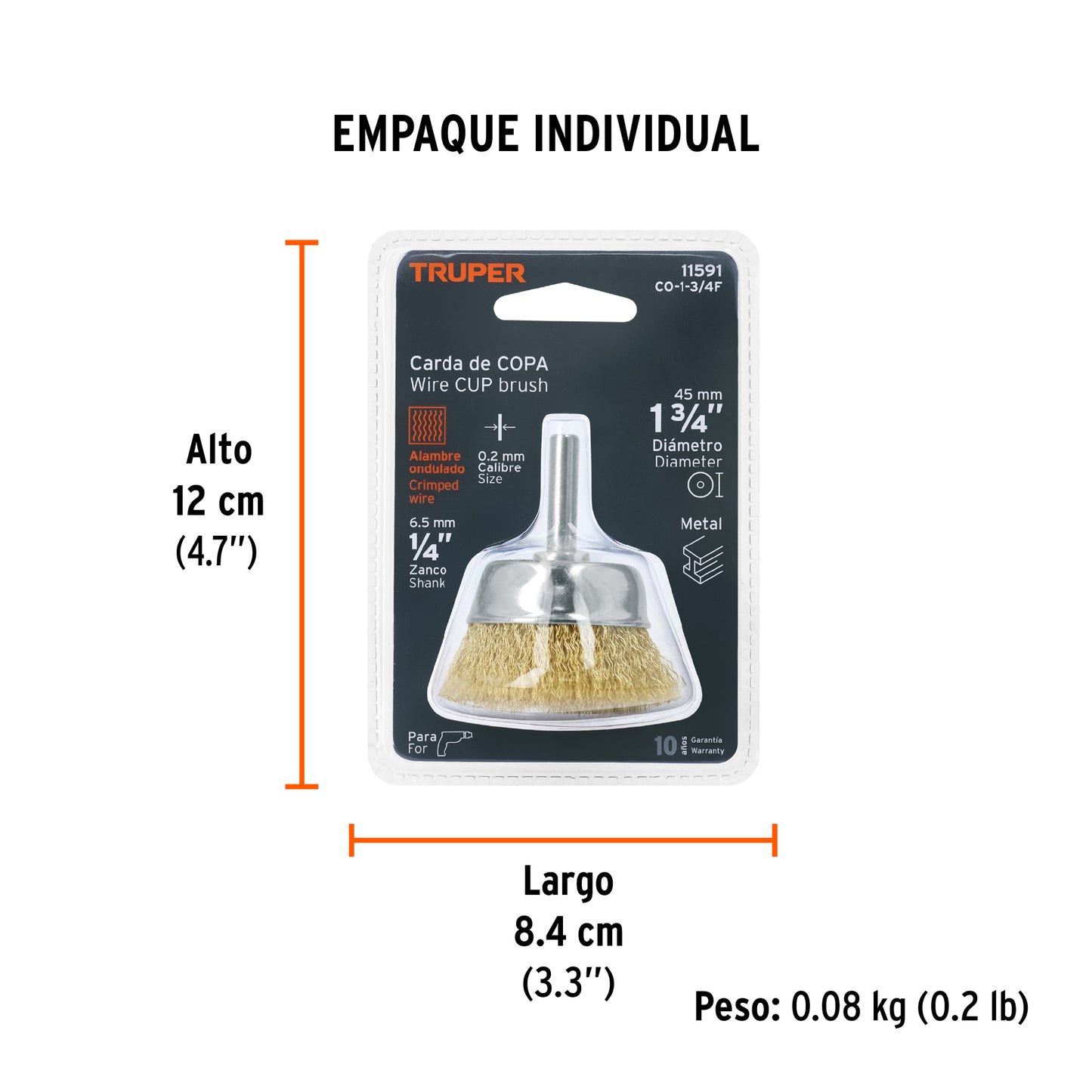 Carda de Copa 1-3/4" Alambre Fino para Taladro, Truper