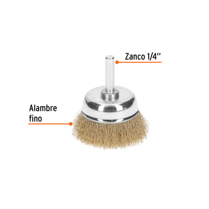 Carda de Copa 1-3/4" Alambre Fino para Taladro, Truper