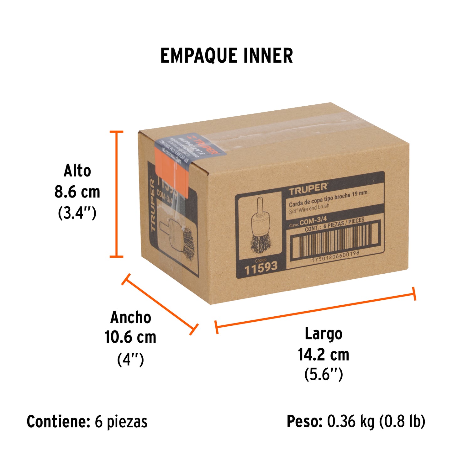Carda Tipo Brocha 3/4" Alambre Grueso para Taladro, Truper