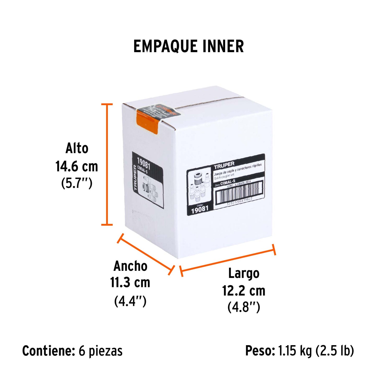 Juego de 4 Conectores Rápidos y 1 Cople, de Latón, Truper