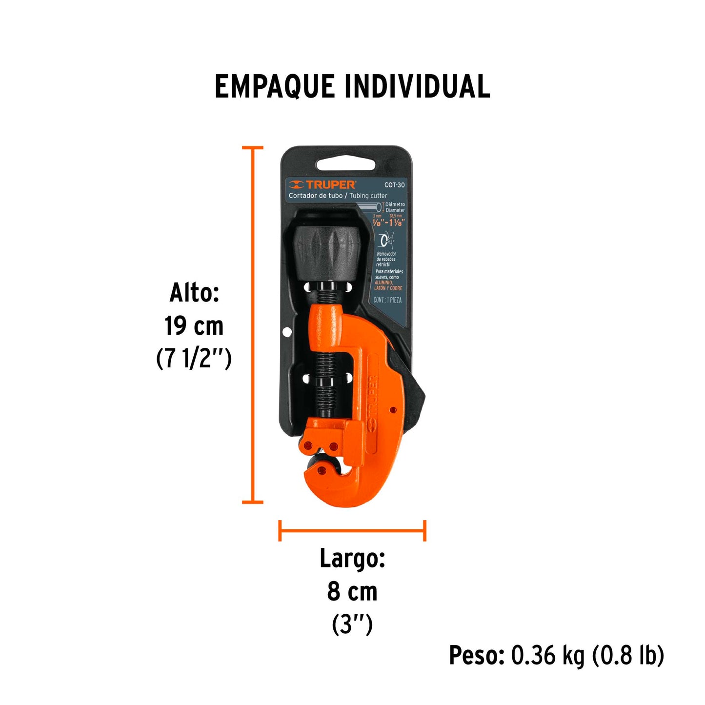 Cortador de Tubo de Cobre 1/8" a 1-1/8" Cuchilla 17mm,Truper
