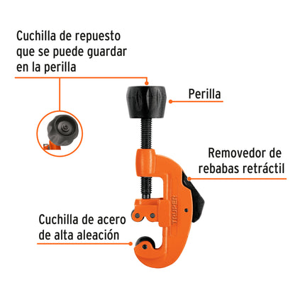 Cortador de Tubo de Cobre 1/8" a 1-1/8" Cuchilla 17mm,Truper