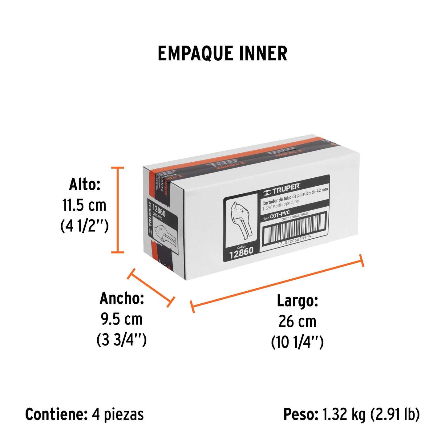 Cortador de Tubo Plástico, Corte 1-5/8" (41 Mm), Truper