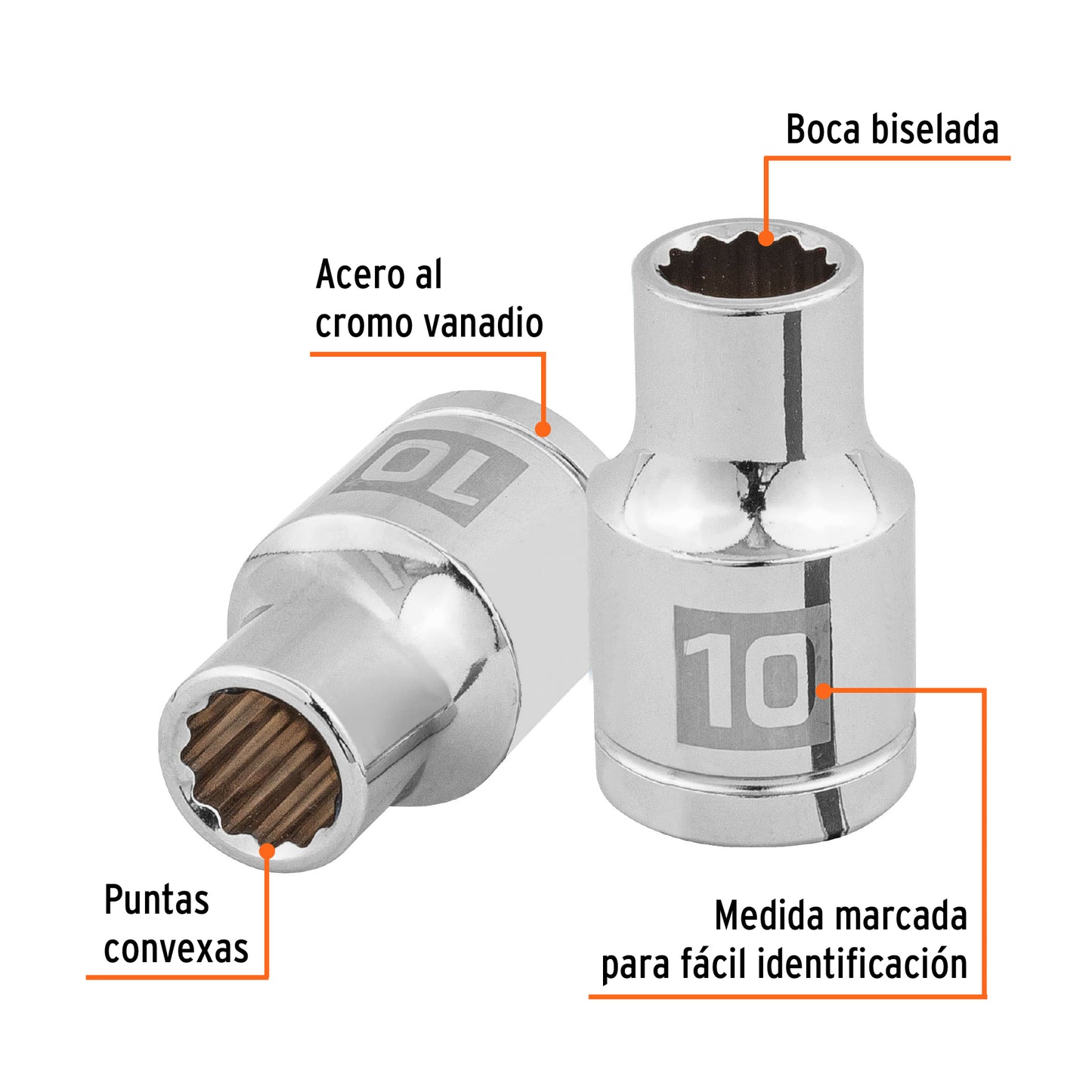 Dado de 10 Mm, 12 Puntas, Cuadro 1/2", Truper