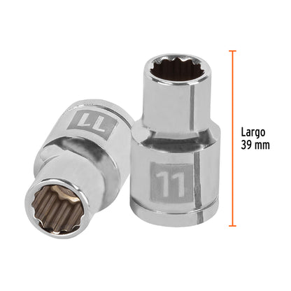 Dado de 11 Mm, 12 Puntas, Cuadro 1/2", Truper