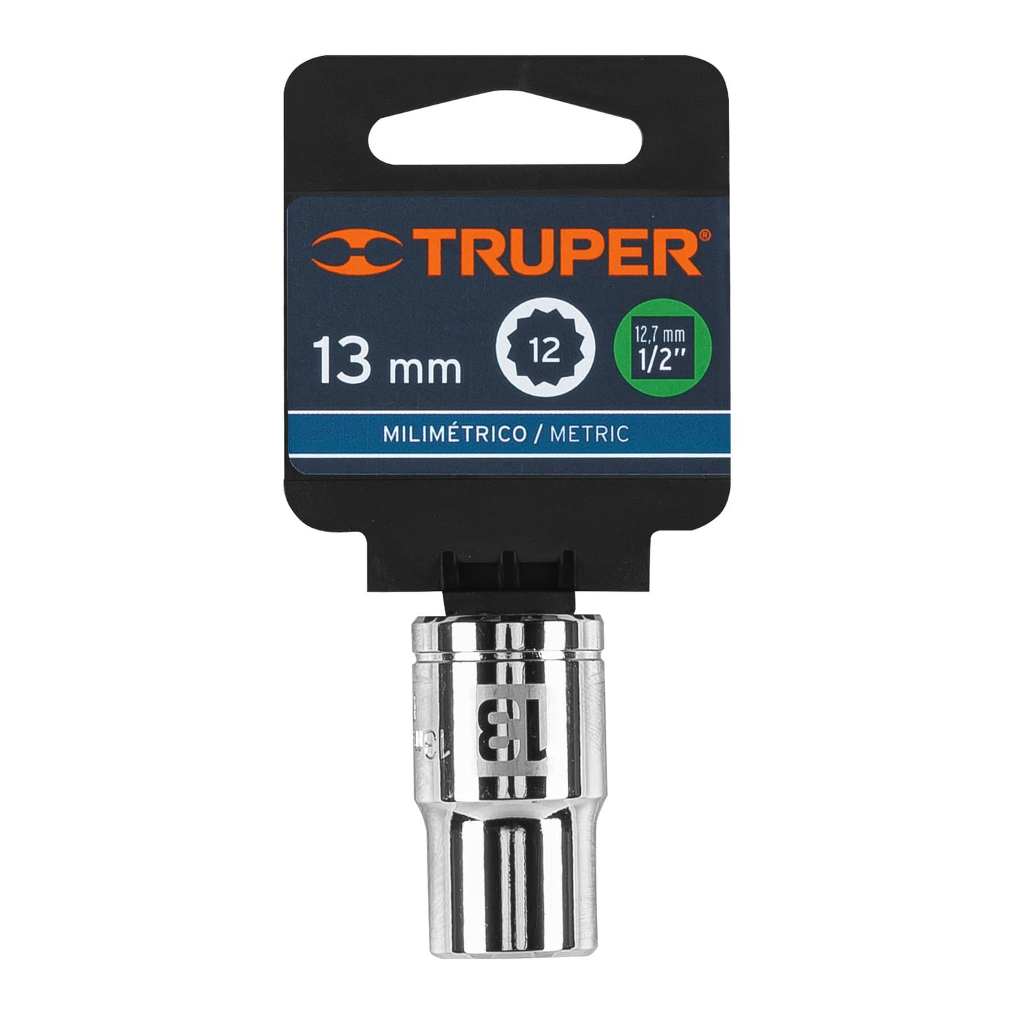 Dado de 13 Mm, 12 Puntas, Cuadro 1/2", Truper