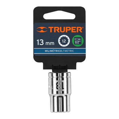 Dado de 13 Mm, 12 Puntas, Cuadro 1/2", Truper