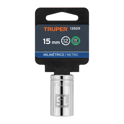Dado de 15 Mm, 12 Puntas, Cuadro 1/2", Truper