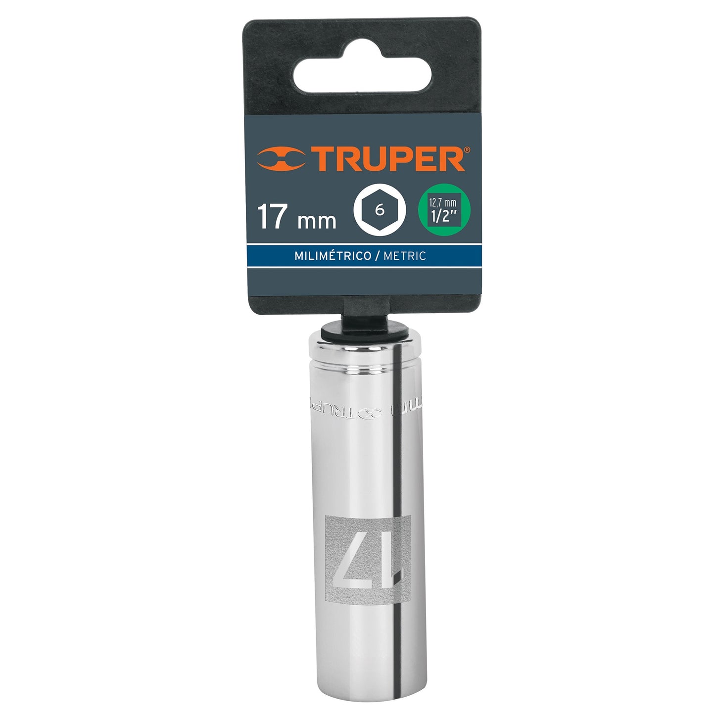 Dado Largo de 17 Mm, 6 Puntas, Cuadro 1/2", Truper