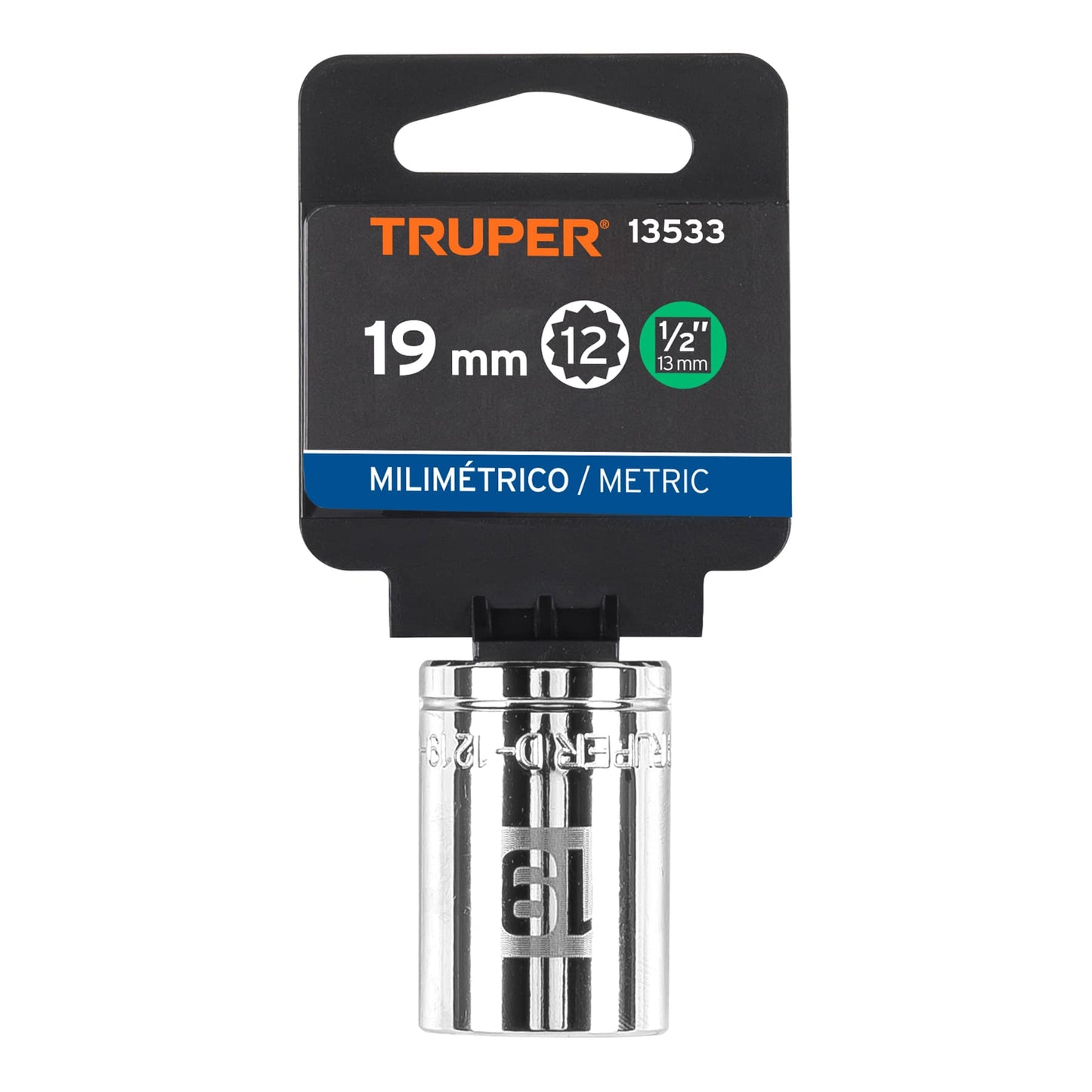 Dado de 19 Mm, 12 Puntas, Cuadro 1/2", Truper