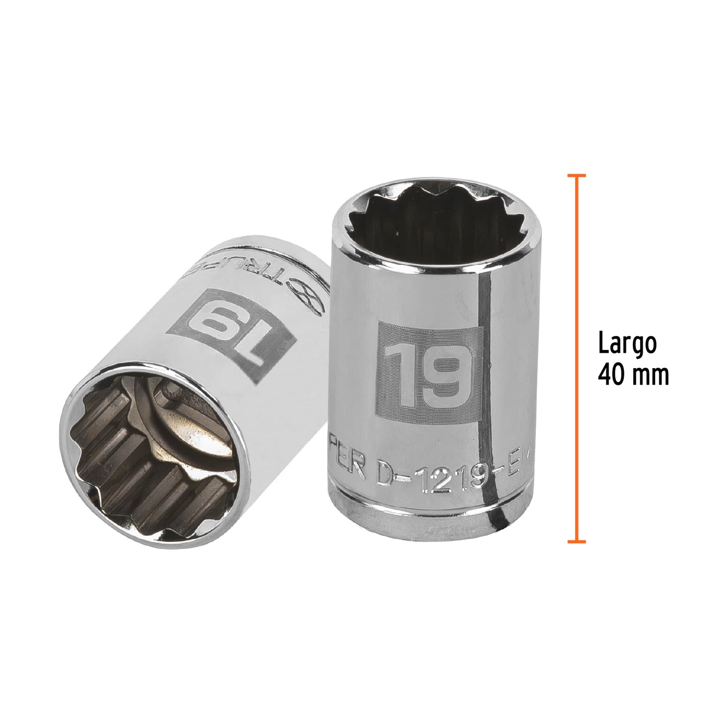Dado de 19 Mm, 12 Puntas, Cuadro 1/2", Truper