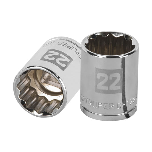 Dado de 22 Mm, 12 Puntas, Cuadro 1/2", Truper