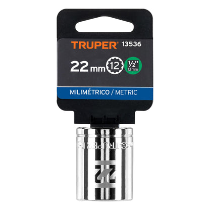 Dado de 22 Mm, 12 Puntas, Cuadro 1/2", Truper