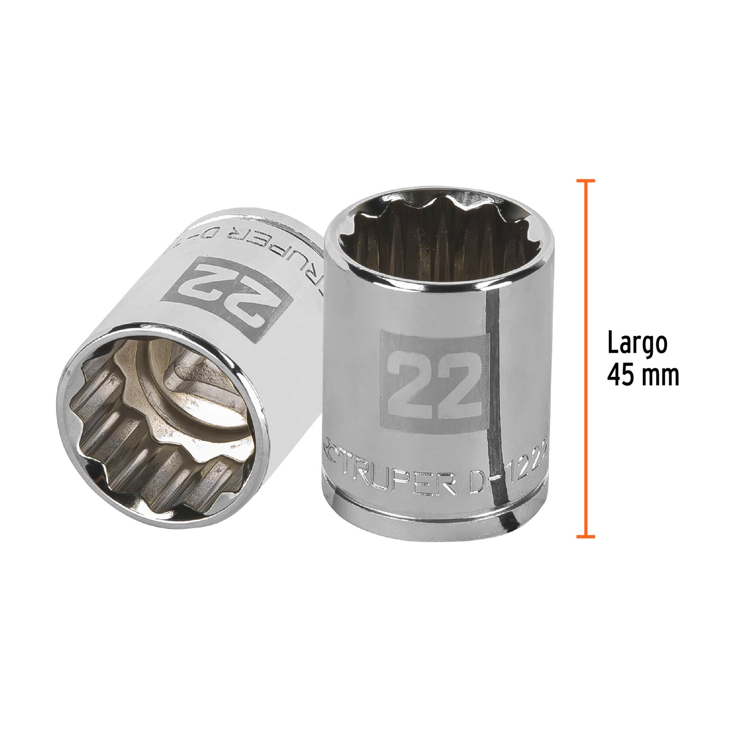 Dado de 22 Mm, 12 Puntas, Cuadro 1/2", Truper