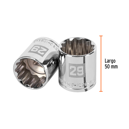 Dado de 29 Mm, 12 Puntas, Cuadro 1/2", Truper