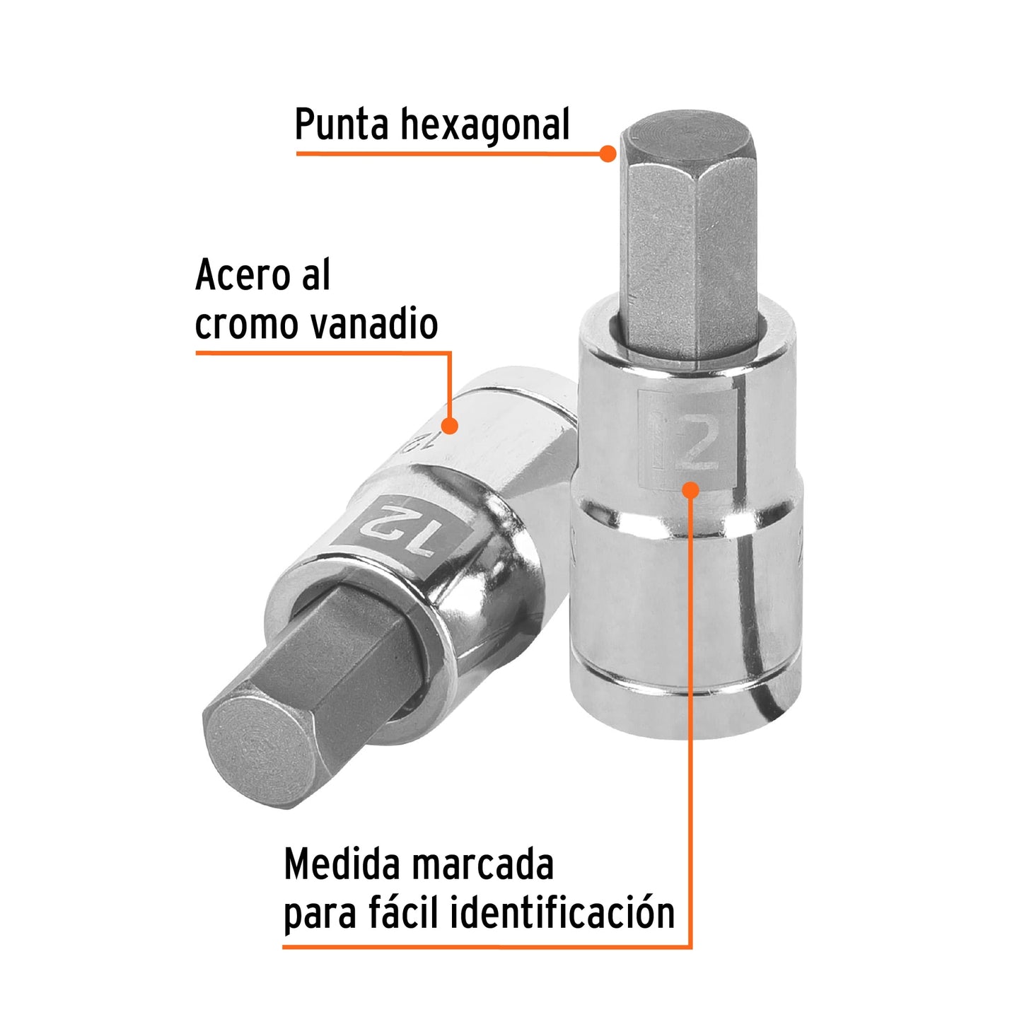 Dado Punta Hexagonal de 12 Mm, Cuadro 1/2", Truper
