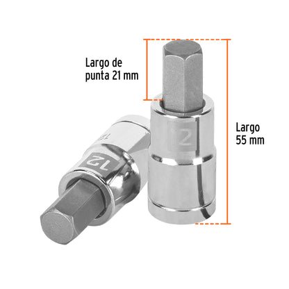 Dado Punta Hexagonal de 12 Mm, Cuadro 1/2", Truper