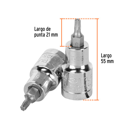 Dado Punta Torx T-25, Cuadro 1/2", Truper