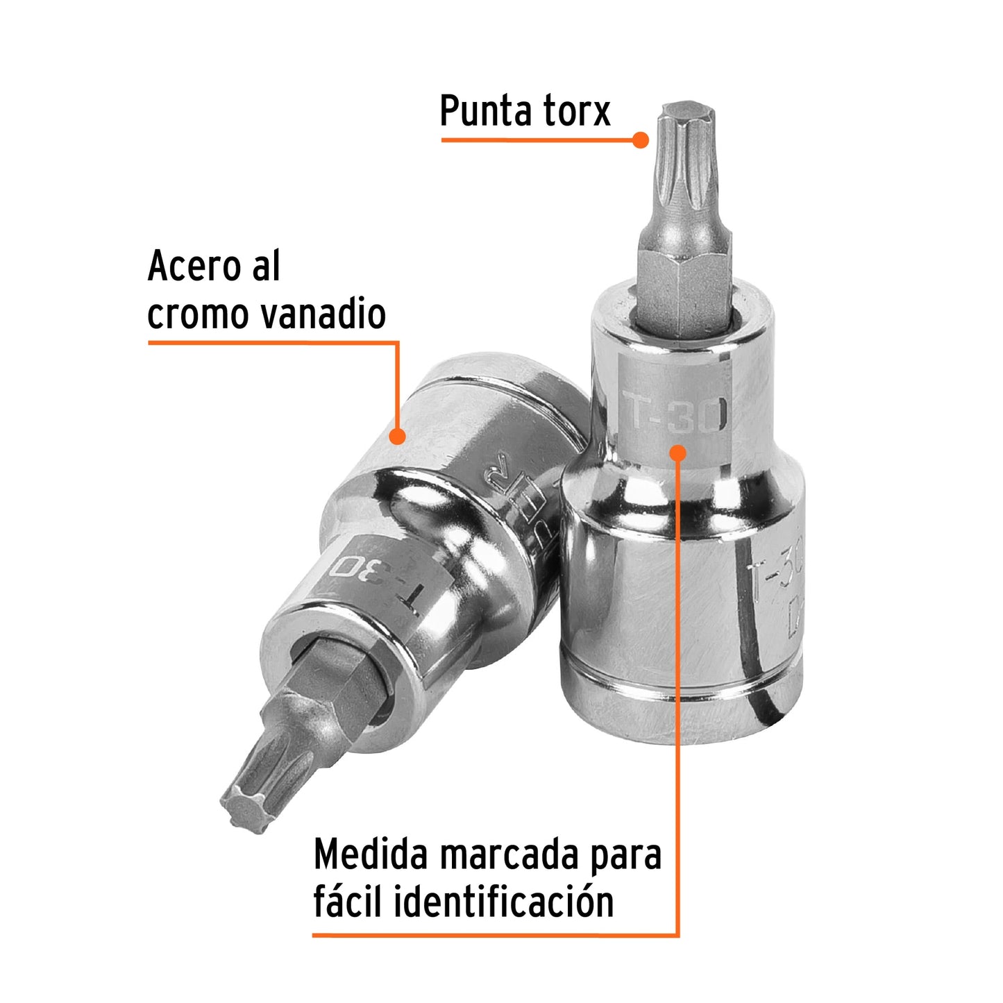 Dado Punta Torx T-30, Cuadro 1/2", Truper