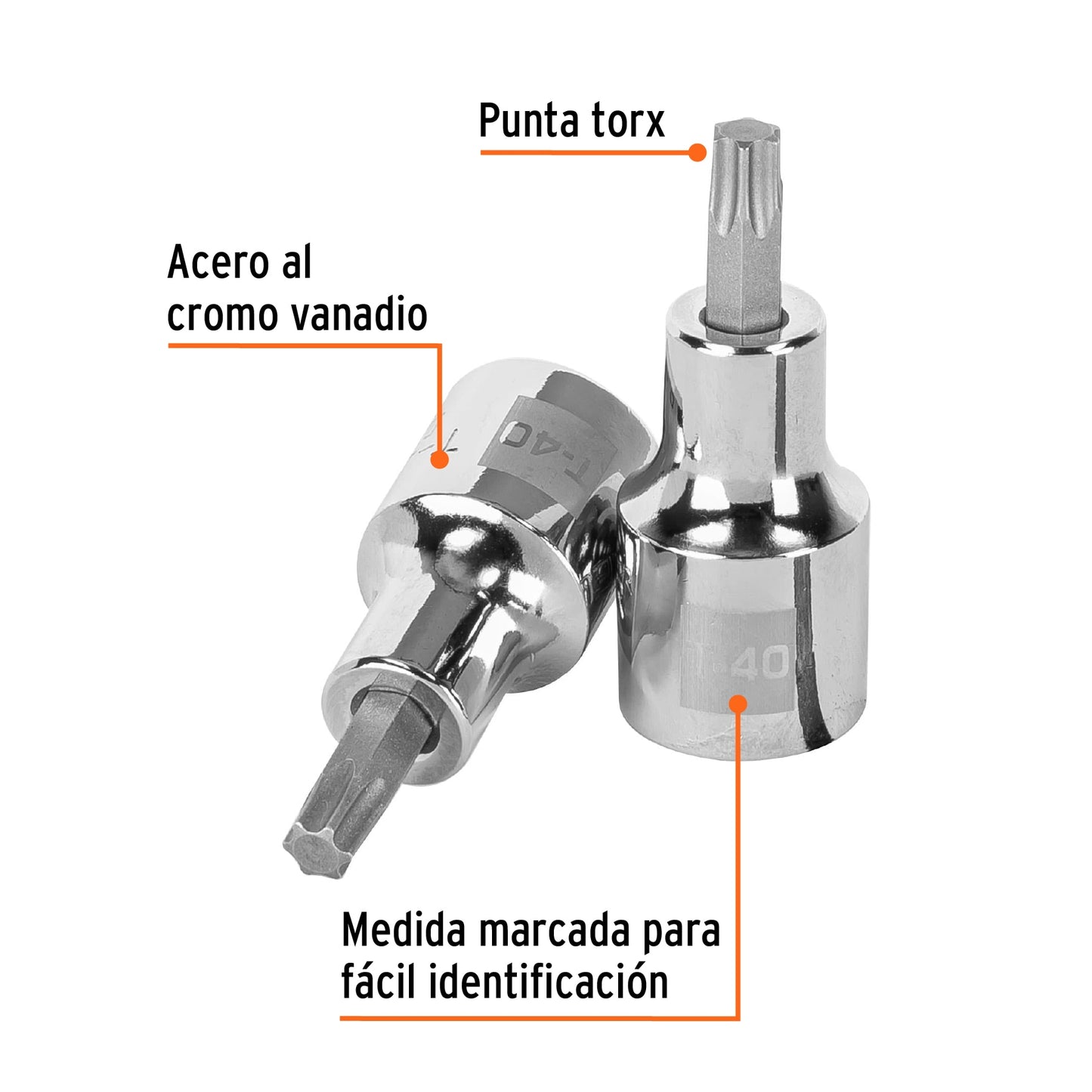 Dado Punta Torx T-40, Cuadro 1/2", Truper