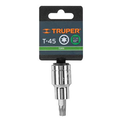Dado Punta Torx T-45, Cuadro 1/2", Truper