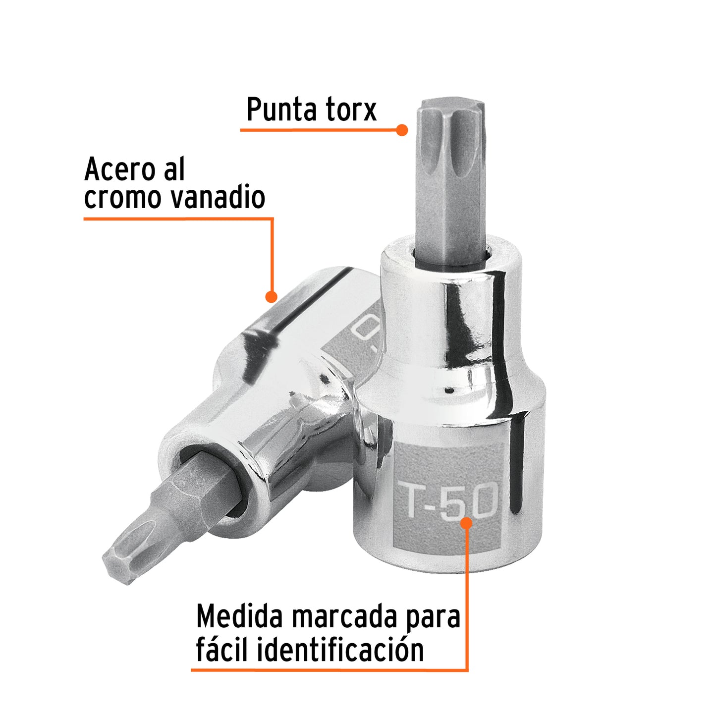 Dado Punta Torx T-50, Cuadro 1/2", Truper