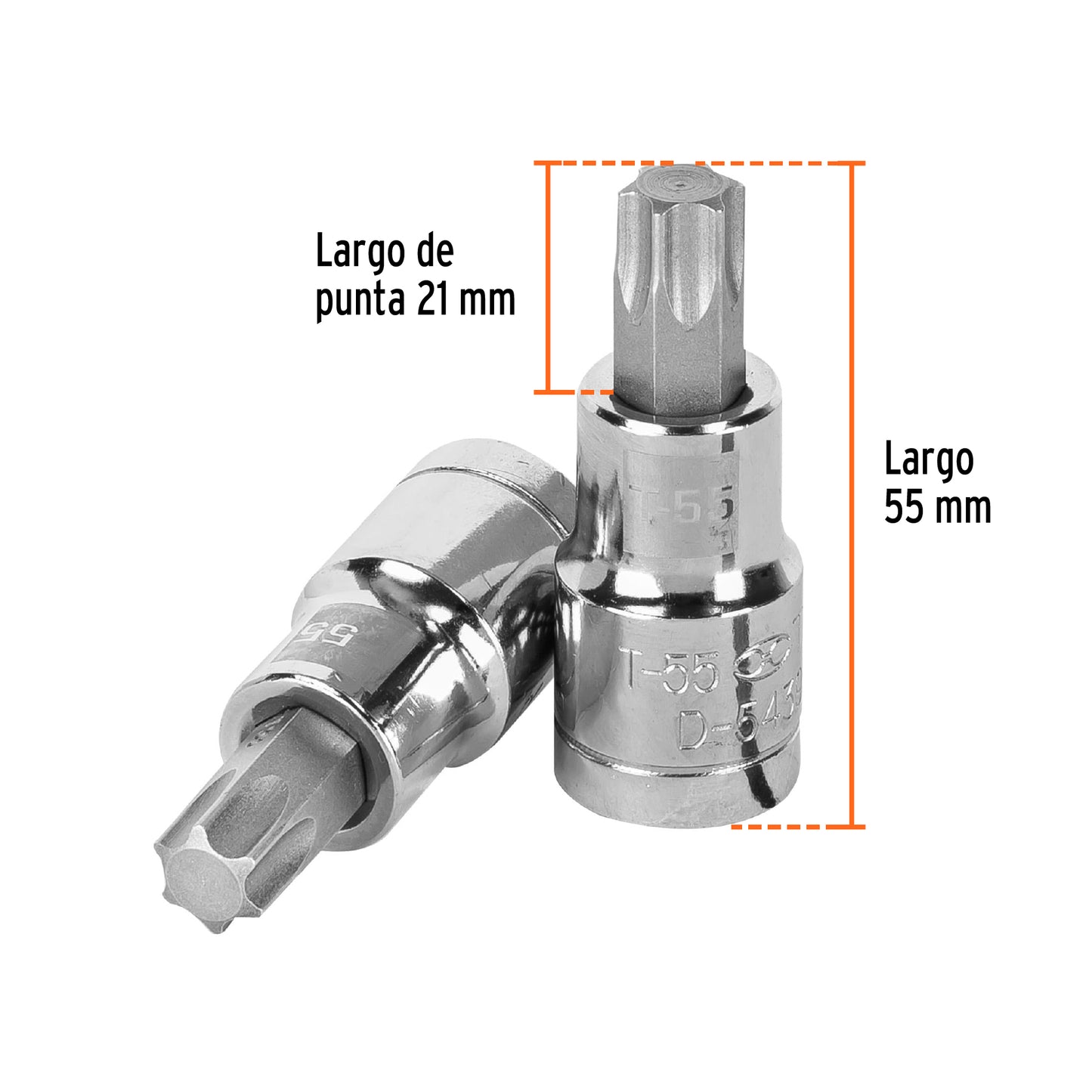 Dado Punta Torx T-55, Cuadro 1/2", Truper
