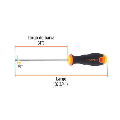 Desarmador Cabinet 1/8" X 4" Mango Comfort Grip, Truper