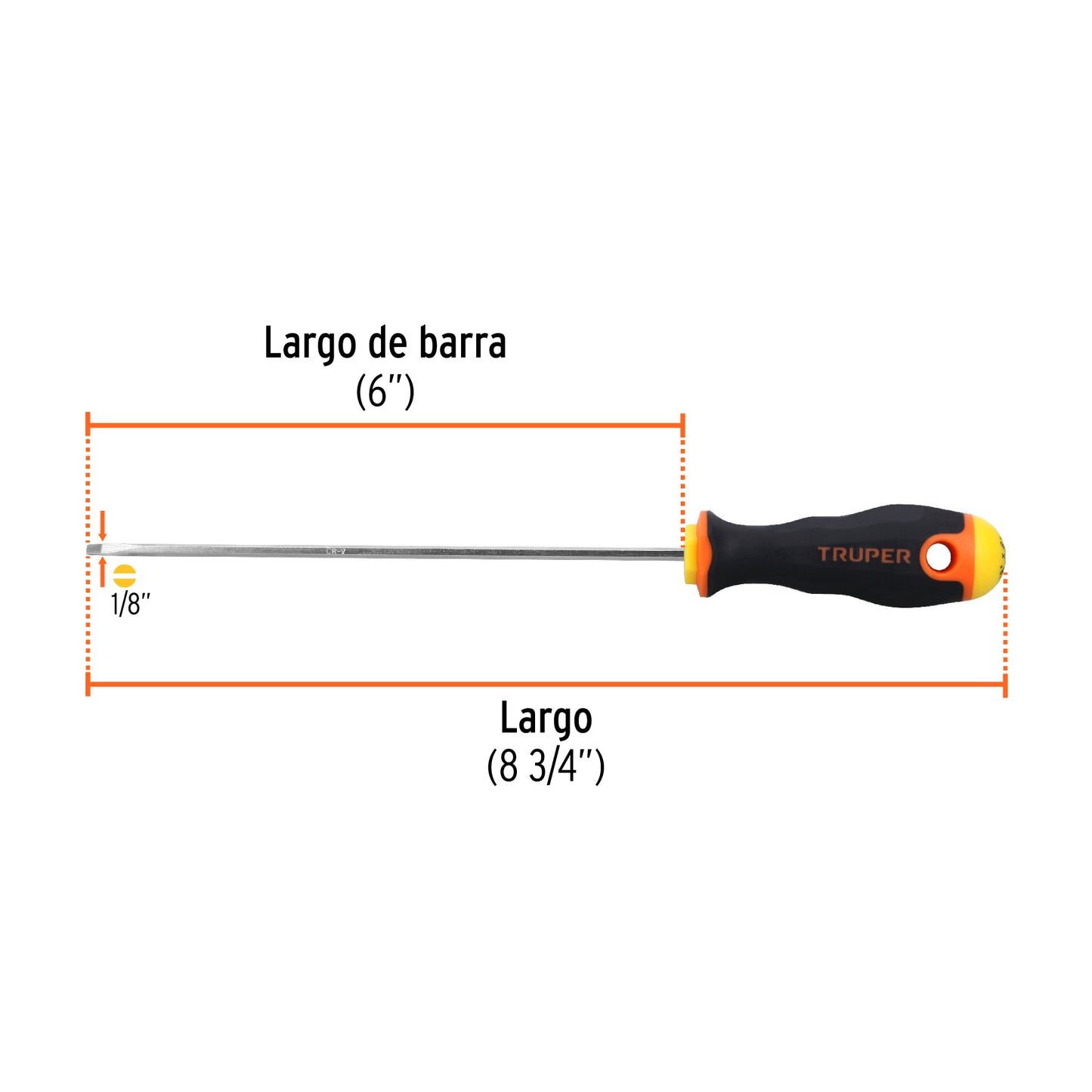 Desarmador Cabinet 1/8" X 6" Mango Comfort Grip, Truper