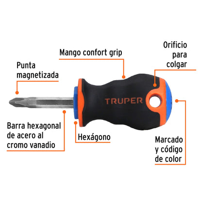 Desarmador de Cruz 1/4" X 1-1/2" Mango Comfort Grip, Truper