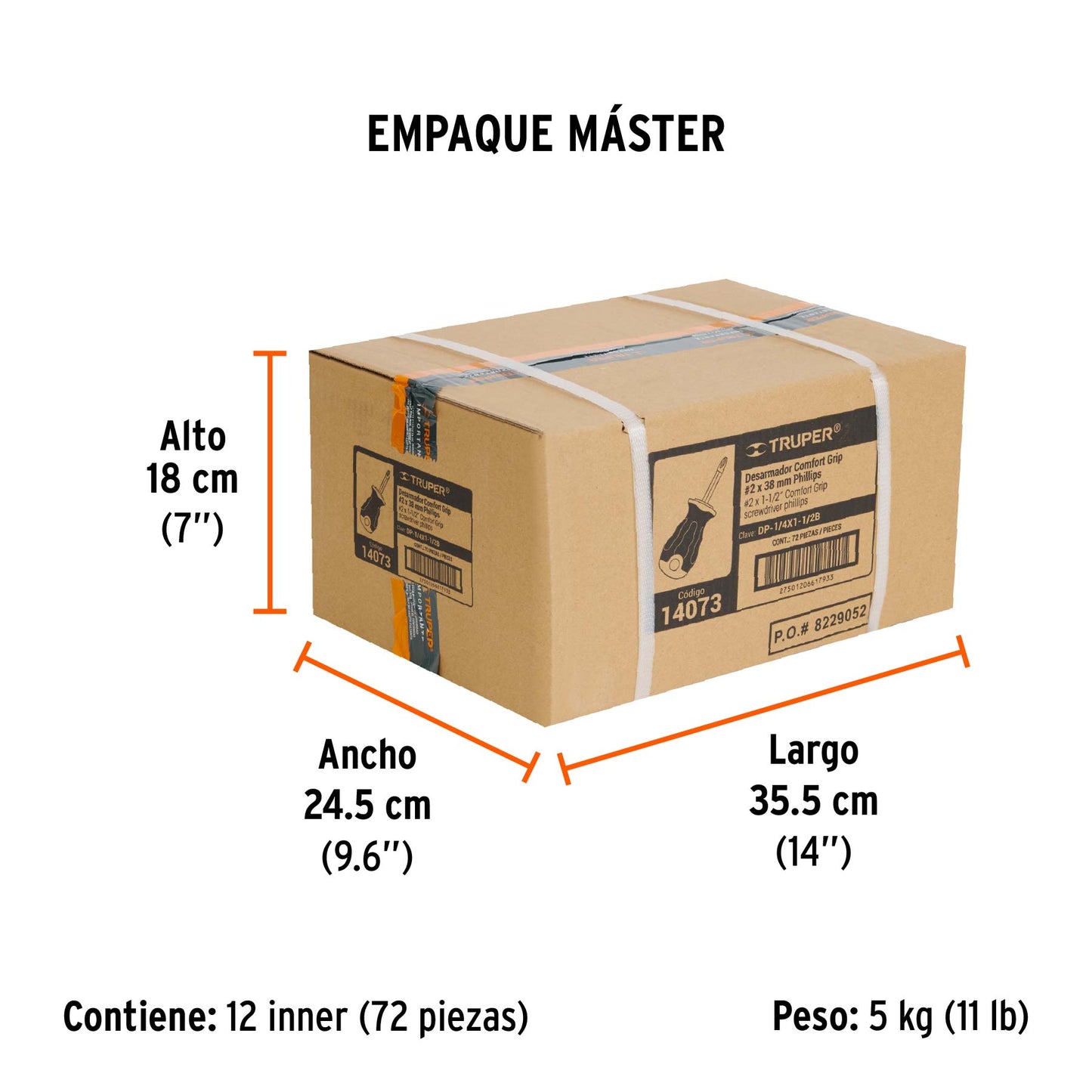 Desarmador de Cruz 1/4" X 1-1/2" Mango Comfort Grip, Truper